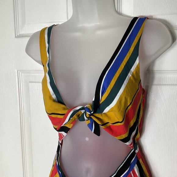 Windsor Colorful Striped Open Tie front One piece Romper Small S - Picture 3 of 11